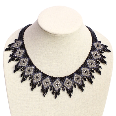 13 Diamonds Necklace - #102 Black and Crystal, Magnetic Clasp!