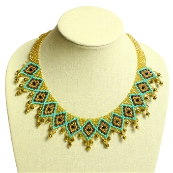 13 Diamonds Necklace - #132 Turquoise and Gold, Magnetic Clasp!