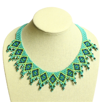 13 Diamonds Necklace - #134 Turquoise and Lime, Magnetic Clasp!