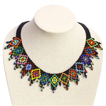 13 Diamonds Necklace - #151 Black and Multi, Magnetic Clasp!