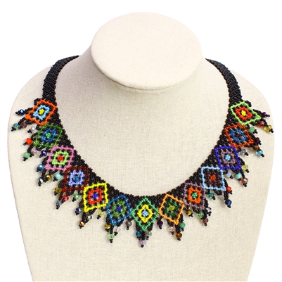 13 Diamonds Necklace - #151 Black and Multi, Magnetic Clasp!