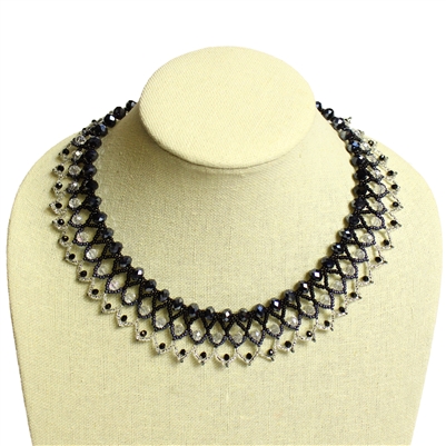 Crystal Collar - #102 Black and Crystal, Magnetic Clasp!