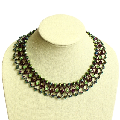 Crystal Collar - #105 Purple and Green, Magnetic Clasp!