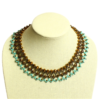 Crystal Collar - #131 Turquoise and Bronze, Magnetic Clasp!