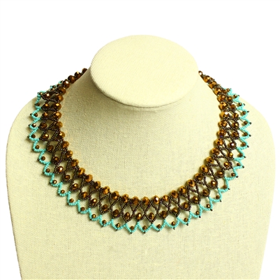 Crystal Collar - #131 Turquoise and Bronze, Magnetic Clasp!