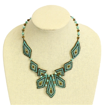 Palisade Necklace - #131 Turquoise and Bronze, Magnetic Clasp!