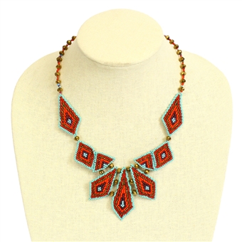 Palisade Necklace - #138 Turquoise and Red, Magnetic Clasp!