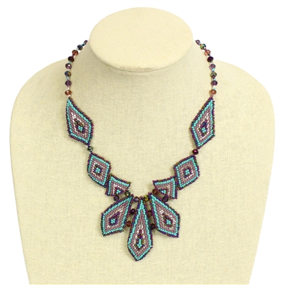 Palisade Necklace - #145 Turquoise, Purple, Crystal, Magnetic Clasp!