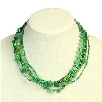 Funky 6 Strand Necklace - #109 Green, Double Magnetic Clasp!