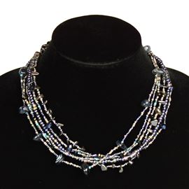 Funky 6 Strand Necklace - #112 Hematite, Double Magnetic Clasp!