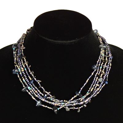 Funky 6 Strand Necklace - #112 Hematite, Double Magnetic Clasp!