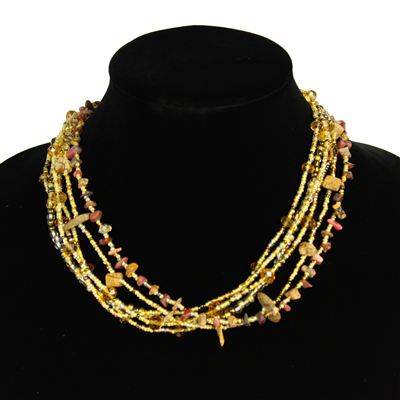 Funky 6 Strand Necklace - #113 Sand, Double Magnetic Clasp!