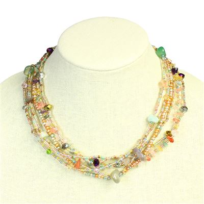 Funky 6 Strand Necklace - #160 Metallic, Double Magnetic Clasp!