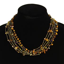 Funky 6 Strand Necklace - #201 Bronze, Double Magnetic Clasp!