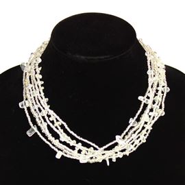 Funky 6 Strand Necklace - #206 Crystal, Double Magnetic Clasp!