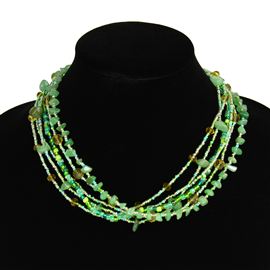 Funky 6 Strand Necklace - #237 Kelly Green, Double Magnetic Clasp!