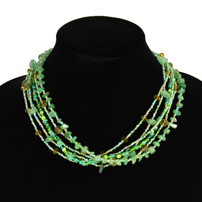 Funky 6 Strand Necklace - #237 Kelly Green, Double Magnetic Clasp!