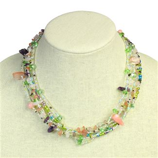 Funky 6 Strand Necklace - #268 Metallic and Crystal, Double Magnetic Clasp!