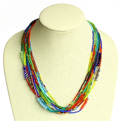 12 Strand Color Block Necklace - #101 Multi, Magnetic Clasp!