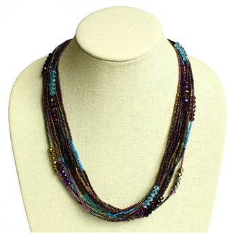 12 Strand Color Block Necklace - #106 Desert Sunset, Magnetic Clasp!