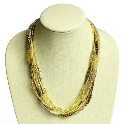 12 Strand Color Block Necklace - #113 Sand, Magnetic Clasp!