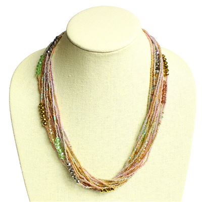 12 Strand Color Block Necklace - #160 Metallic, Magnetic Clasp!