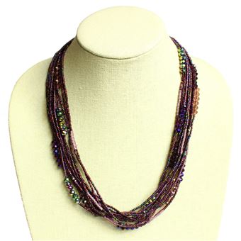 12 Strand Color Block Necklace - #210 Purple, Magnetic Clasp!