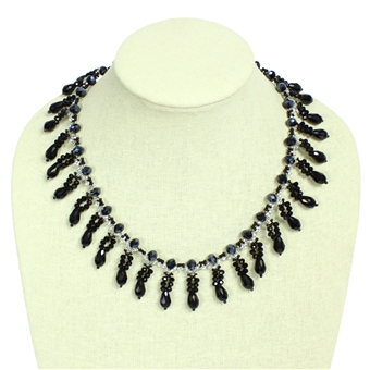 Candela Necklace - #102 Black and Crystal, Magnetic Clasp!