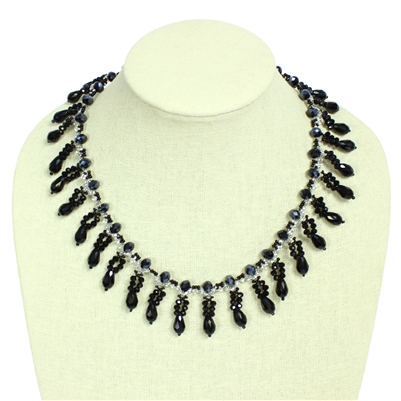 Candela Necklace - #102 Black and Crystal, Magnetic Clasp!