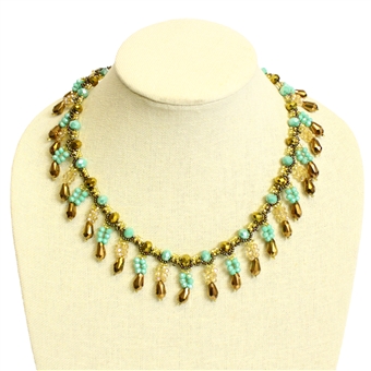 Candela Necklace - #132 Turquoise and Gold, Magnetic Clasp!