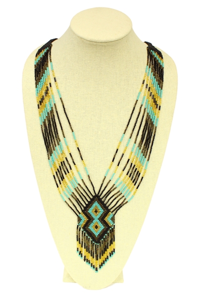 Large Split Necklace - #132 Turquoise and Gold