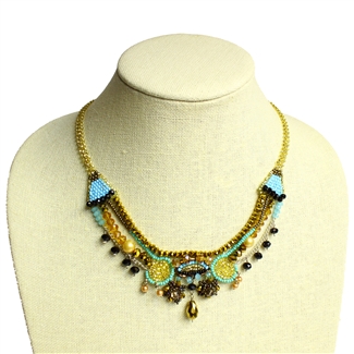 Zoe Necklace - #132 Turquoise and Gold, Magnetic Clasp!
