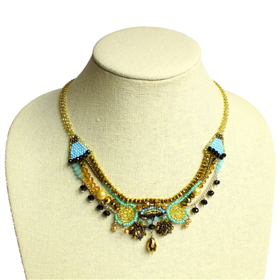 Zoe Necklace - #132 Turquoise and Gold, Magnetic Clasp!