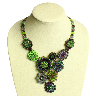 Button Necklace - #105 Purple and Green, Magnetic Clasp!