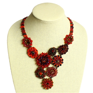 Button Necklace - #111 Red Garnet, Magnetic Clasp!