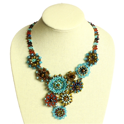Button Necklace - #131 Turquoise and Bronze, Magnetic Clasp!