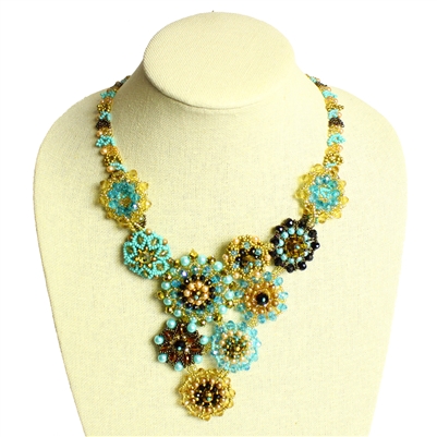 Button Necklace - #132 Turquoise and Gold, Magnetic Clasp!