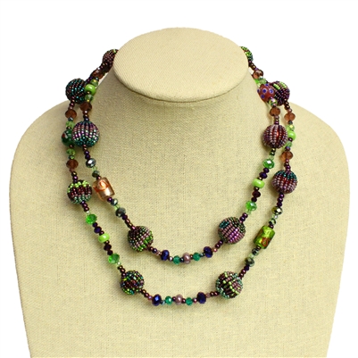 Fiesta Necklace - #105 Purple and Green, Magnetic Clasp!