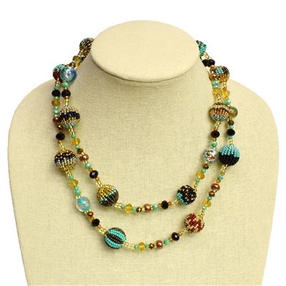 Fiesta Necklace - #132 Turquoise and Gold, Magnetic Clasp!