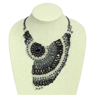 Moonlight Necklace - #102 Black and Crystal, Magnetic Clasp!