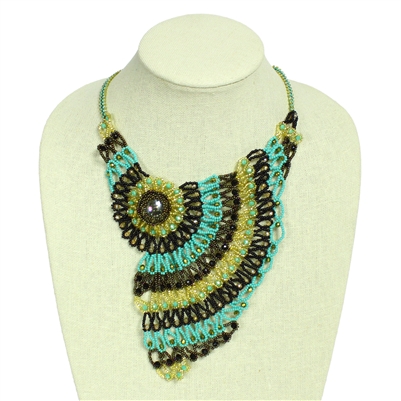 Moonlight Necklace - #132 Turquoise and Gold, Magnetic Clasp!