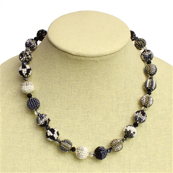 Small Fiesta Necklace - #102 Black and Crystal, Magnetic Clasp!