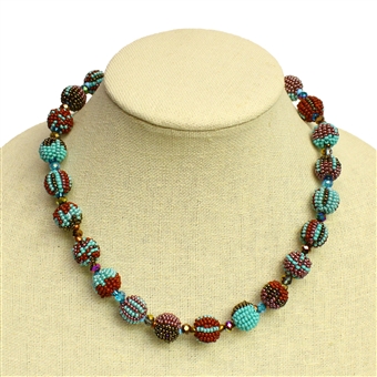 Small Fiesta Necklace - #131 Turquoise and Bronze, Magnetic Clasp!