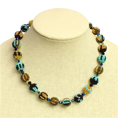 Small Fiesta Necklace - #132 Turquoise and Gold, Magnetic Clasp!