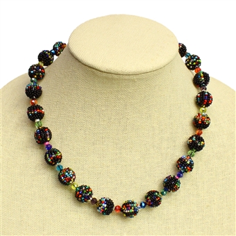 Small Fiesta Necklace - #151 Black and Multi, Magnetic Clasp!