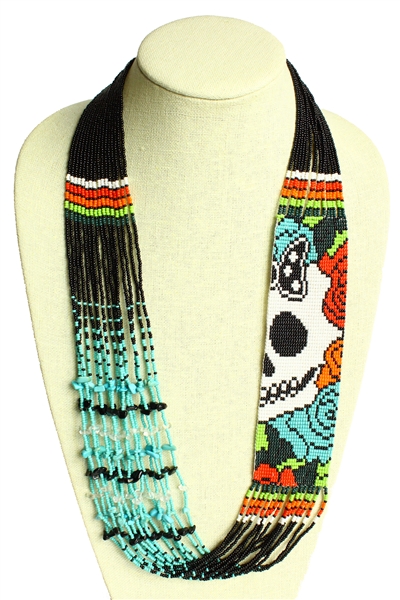 Dia de los Muertos Necklace #2 - Black and Orange