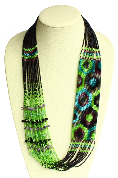 Dotty Story Necklace - #105 Purple and Green, Magnetic Clasp!