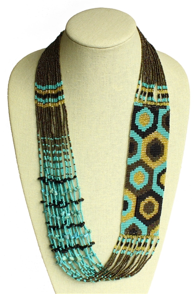 Dotty Story Necklace - #132 Turquoise and Gold, Magnetic Clasp!