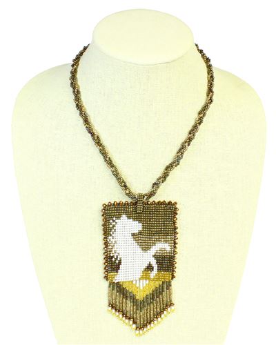 Horse Patch Necklace - #236 Bronze and Gold, Magnetic Clasp!