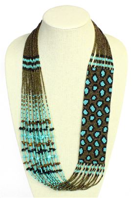 Leopard Story Necklace - #131 Bronze and Turquoise